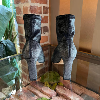 JIMMY CHOO Metallic Black Velvet Sock Boots SZ 41 (US 11)