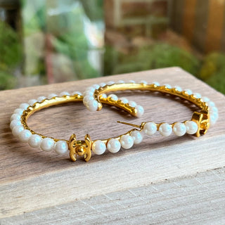 CHANEL Pearl CC More is More Small Hoop Earrings