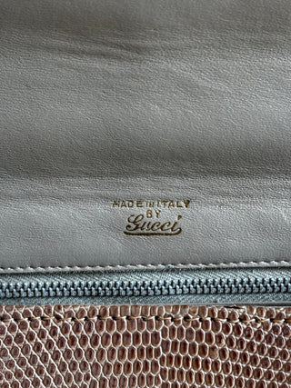 GUCCI Beige Vintage Lizard Embossed Satchel