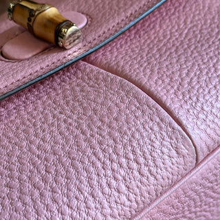 GUCCI Anita Pink Calfskin Bamboo Shoulder Bag ADI11213