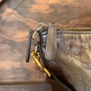 GUCCI Heart-Bit Brown Metallic Guccissima Leather Tote