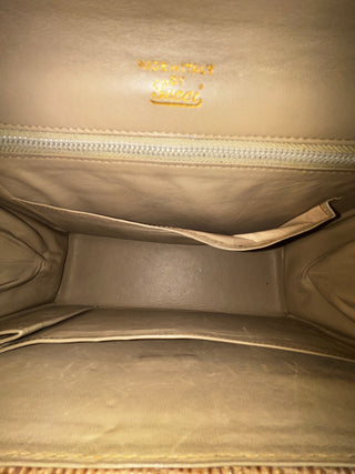 GUCCI Beige Vintage Lizard Embossed Satchel