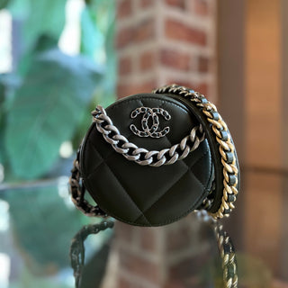 CHANEL 19 Round Green Quilted Lambskin Crossbody