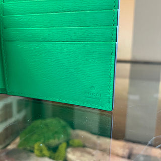 GUCCI Green Raccoon GG Print Leather Wallet
