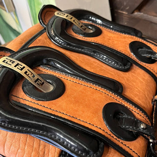 FENDI B Bag Osso Tan Nappa Patent Shoulder Bag
