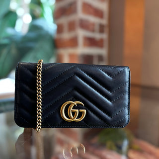 GUCCI Black GG Marmont Wallet On Chain