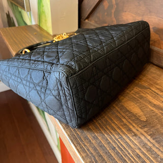 CHRISTIAN DIOR Lady Dior Large Black Nylon Cannage Tote Bag