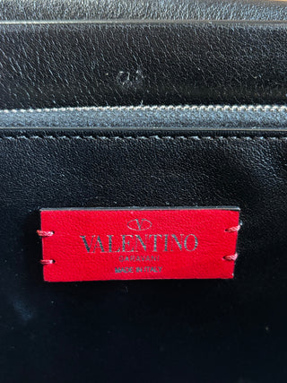 VALENTINO Black Vitello Rockstud Flap Shoulder Bag