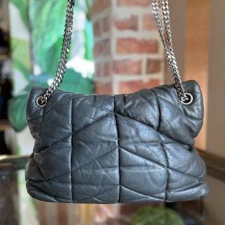 SAINT LAURENT Loulou Puffer Medium Storm Quilted Lambskin Monogram Chain Shoulder Bag
