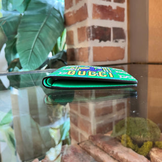 GUCCI Green Raccoon GG Print Leather Wallet