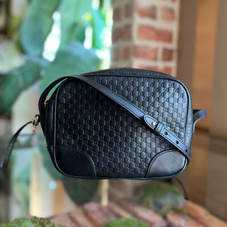 GUCCI Bree Black Guccissima Leather Crossbody Bag