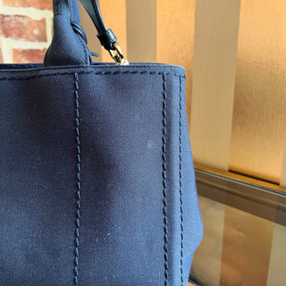 PRADA Jardinière Large Navy Blue Cotton Canvas Tote