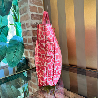 FENDI Shopper Pink Cheetah Print Canvas Tote