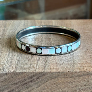 HERMES Narrow Enamel Dots and Squares Bangle