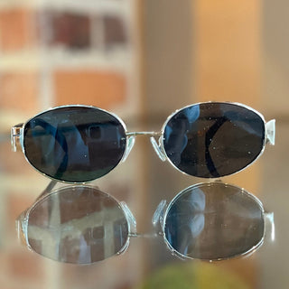 CELINE CL40235U Triomphe Silver Smoke Metal 01 Oval Sunglasses