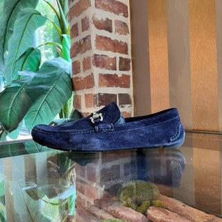 FERRAGAMO Gancini-Buckle Suede Loafers SZ11(12US)