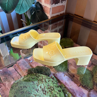 GUCCI Yellow Rubber Slides Heels 36