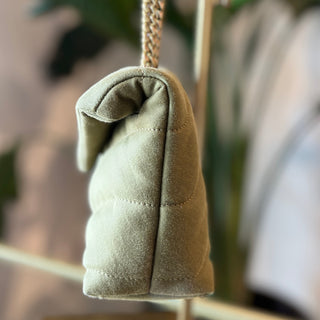 SAINT LAURENT Loulou Puffer Quilted Mini Green Shoulder Bag