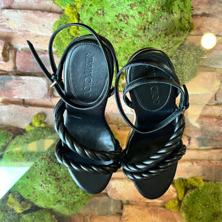 JIMMY CHOO Diosa 130 Leather Platform Wedge Sandals SZ38(8US)