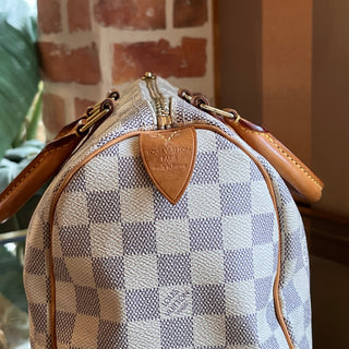 LOUIS VUITTON Speedy 25 Damier Azur Canvas Satchel