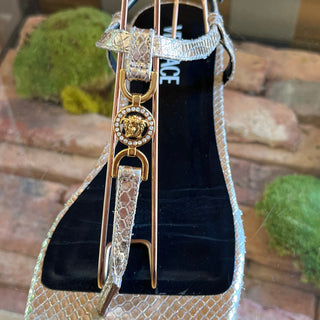 VERSACE Medusa 95 Python Embossed Leather Sandals 39.5(9.5US)