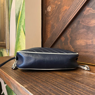 GUCCI GG Marmont Torchon Small Vintage Effect Calfskin Matelassé Diagonal Chain Crossbody Bag