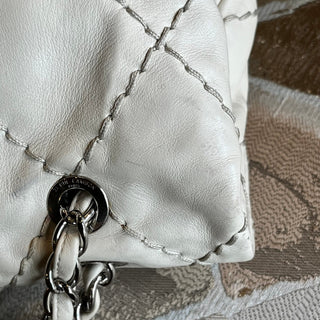 CHANEL Cream Expandable Calfskin Ligne Flap Shoulder Bag ADI11205