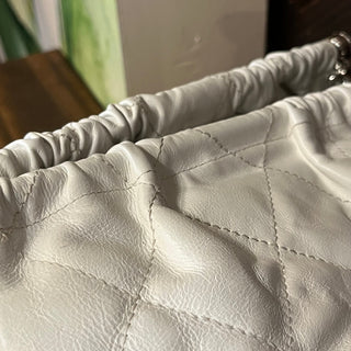 CHANEL White Accordion with Center Closure Shoulder Bag ADI11207