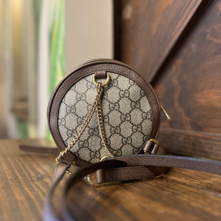 GUCCI Ophidia Round Mini GG Supreme Monogram Web Backpack