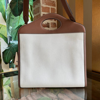 BURBERRY Pocket Bag Canvas Smooth Calfskin Tote Bag