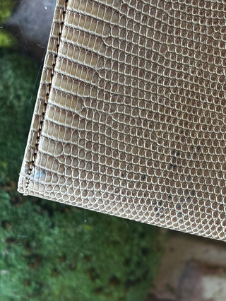 GUCCI Beige Vintage Lizard Embossed Satchel