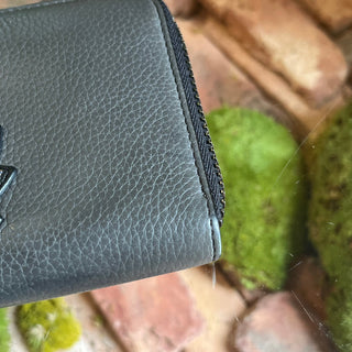 CHRISTIAN LOUBOUTIN Zip Around Gray Leather Studded Long Wallet