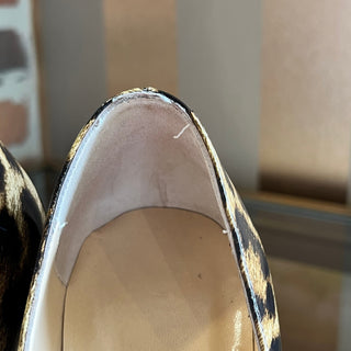 CHRISTIAN LOUBOUTIN Very Prive 120 Leopard Print Patent Peep Toe Pumps SZ35(5US)