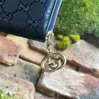 GUCCI GG Imprime Wallet Blue Canvas Wallet