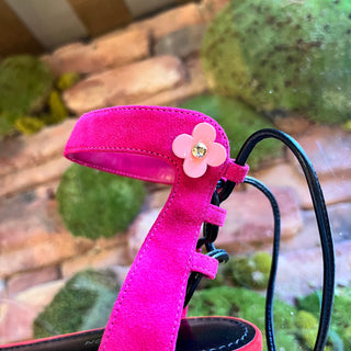 LOUIS VUITTON Pink Red Suede Rita Flat Sandals SZ 36.5 (6.5 US)