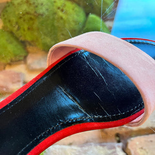 LOUIS VUITTON Pink Red Suede Rita Flat Sandals SZ 36.5 (6.5 US)