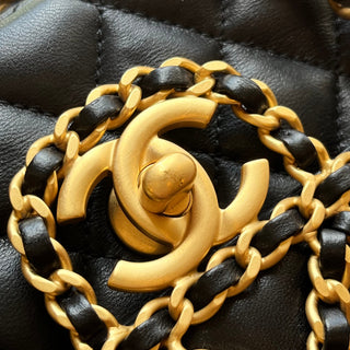 CHANEL Double Flap Classic Chained Lambskin Timeless Shoulder Bag