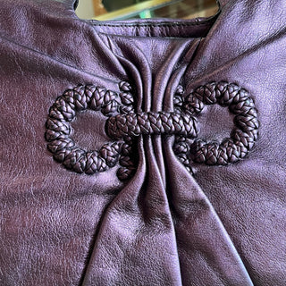 FERRAGAMO Metallic Purple Leather Woven Gancini Hobo Bag