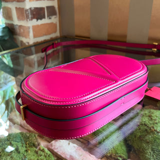 VALENTINO V Logo Walk Fuchsia Leather Crossbody Bag