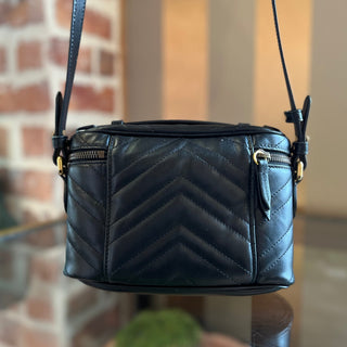 GUCCI GG Marmont Vanity Black Matelassé Leather Crossbody Bag