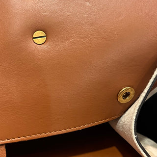 FERRAGAMO The Studio Medium Beige Brown Canvas Calfskin Gancini Tote Bag