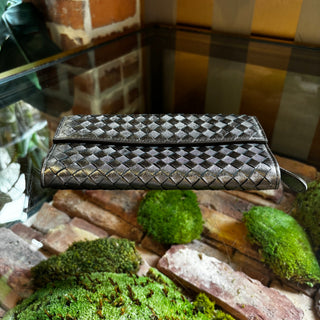 BOTTEGA VENETA Metallic Intrecciato Long Wallet