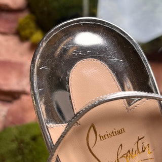 LOUBOUTIN Okydok Lurex Silver Metallic Patent Leather Heels SZ 41 (US 11)