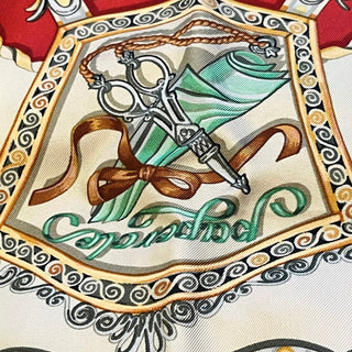 HERMES Paperoles Red Silk Scarf 90