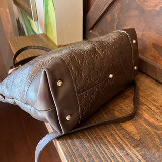 GUCCI Heart-Bit Brown Metallic Guccissima Leather Tote