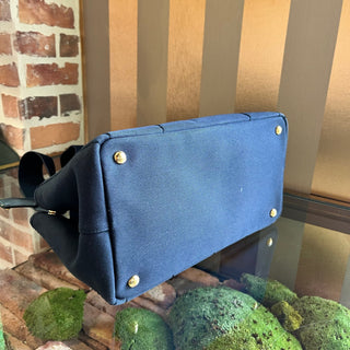 PRADA Jardinière Large Navy Blue Cotton Canvas Tote