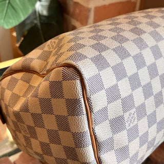LOUIS VUITTON Speedy 25 Damier Azur Canvas Satchel