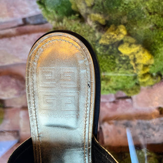 GIVENCHY 4G Cut Out Gold Metallic Leather Slip On Sandals SZ 39 (9 US)