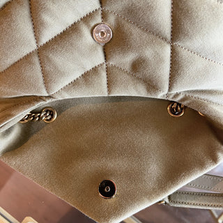 SAINT LAURENT Loulou Puffer Quilted Mini Green Shoulder Bag