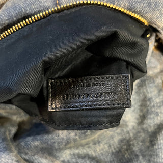 SAINT LAURENT Puffer Small Quilted Denim Shoulder Bag
